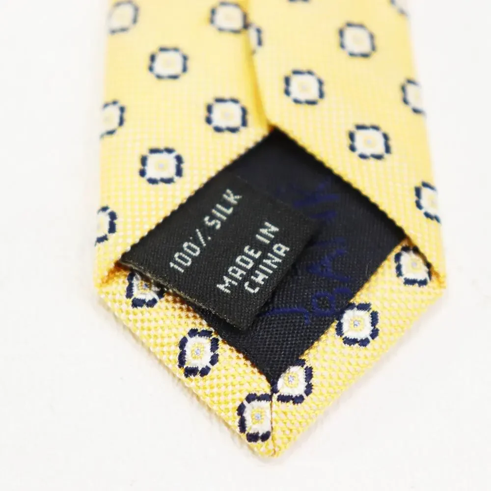 Jos A Banks Tie Mens 60 in Silk Pale Yellow Geo Octagon Executive Collection